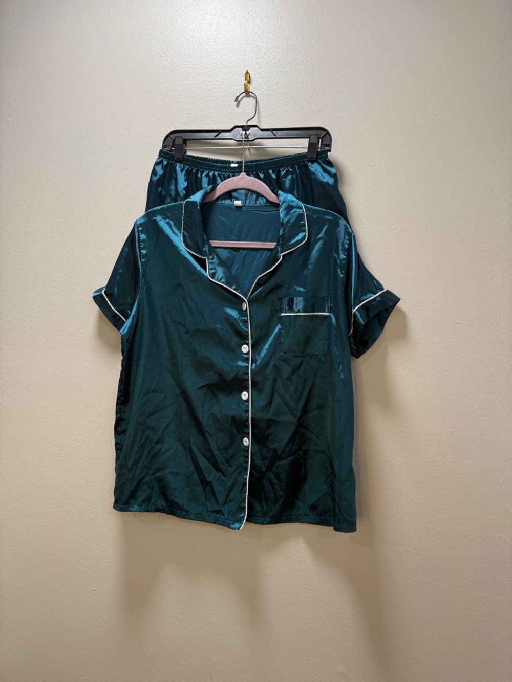 Pajama Set - Silky / Satin Look - Teal PJs - Summer Pajamas